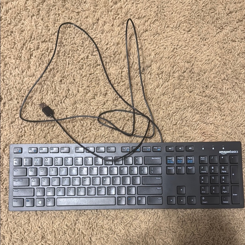 AmazonBasics Black Wired Keyboard